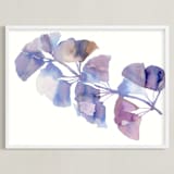 "SOFTLY GINKGO" - Art Print in Soft violet by Amelia Gluba - Framed