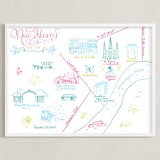 "New Orleans Calligraphy Map " - Art Print in Magenta by Megan Kelso - Framed