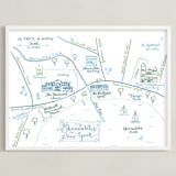 "Skaneateles, New York Map" - Art Print in Lake Blue by Megan Kelso - Framed