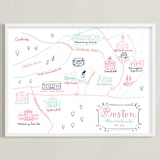 "Boston, Massachusetts Calligraphy Map" - Art Print in Navy by Megan Kelso - Framed