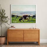 "Marin Cows" - Art Print in Holstein by Alex Elko Design - In a Room