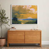 "Orange Lake" - Art Print in Bold Orange by Stephanie Goos Johnson - In a Room