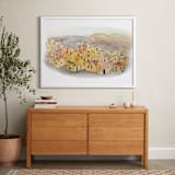"Sunset on a Village" - Art Print in Sunset Orange by Haley Moore - In a Room
