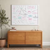 "Washington, DC Calligraphy Map" - Art Print in Bright Pink by Megan Kelso - In a Room