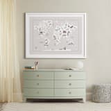 "Animal World Map" - Art Print in Beige by Jessie Steury - In a Room