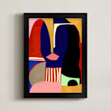 "GIrl in Blues" - Art Print in Cobalt by cyrille gulassa - Framed