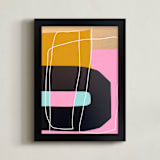 "Lines and Paths" - Art Print in Amaranth Pink by Deborah Velasquez - Framed