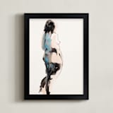 "Into the Distance" - Art Print in Aqua by Linda Mucha Karns - Framed