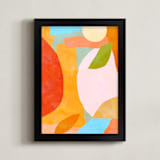 "A colorful moment" - Art Print in Juicy Orange by Dominique Vari - Framed