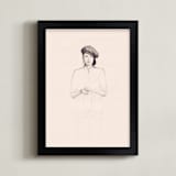 "Minimalist Woman" - Art Print in Cream by Marta Crea - Framed