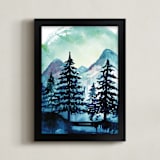 "Into the Woods" - Art Print in Teal by Kelsey McNatt - Framed