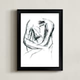 "Embrace" - Art Print in charcoal black by R studio - Framed