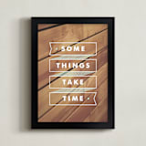 "Some Things Take Time" - Art Print in Light Aqua by Monica Tuazon - Framed