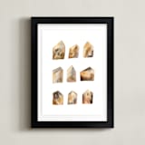 "Houses" - Art Print in Earth colors by Sandra Ovono - Framed