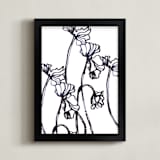 "Ink Cyclamen" - Art Print in inky blue by Sonal Nathwani - Framed
