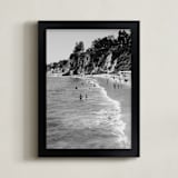 "Day at the Beach" - Art Print in Pebble by Sea and Sky - Framed