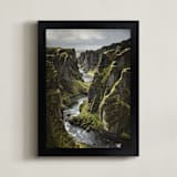 "Icelandic Canyon" - Art Print in Moss by Taryn Schumacher - Framed