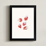 "Strawberries" - Art Print in Strawberry Red by Catilustre - Framed
