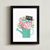 "Little Gardener" - Personalized Art Print in Aqua by Karidy Walker - Framed