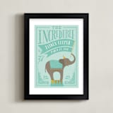 "Circus Elephant" - Personalized Art Print in Honeydew by Karidy Walker - Framed