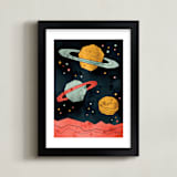 "Space Planets" - Art Print in Saturn by Susanne Kasielke - Framed