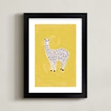 "Sunshine Alpaca" - Art Print in Yellow by SALLY MURPHY - Framed