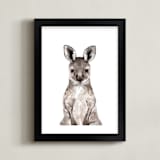"Baby Kangaroo" - Art Print in hazelnut by Cass Loh - Framed