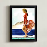 "Gratitude Meditation" - Art Print in coral crush by Jenny Partrite - Framed