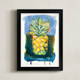 "Painterly Pineapple" - Art Print in Pineapple Yellow by Stacy Kron - Framed