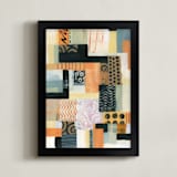 "Urban Quilt II" - Art Print in Melon by Laura Bolter - Framed