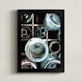 "Bottles II" - Art Print in Emerald Green by Debra Pruskowski - Framed
