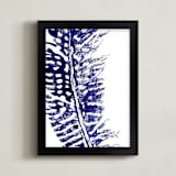 "Indigo Feather II" - Art Print in Indigo Blue by Stephanie Toral - Framed