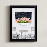 "Barn Window" - Art Print in pink & white by Katrina Leandro - Framed
