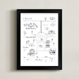 "Palmetto Bluffs Map in Black and White" - Art Print in Black and white by Megan Kelso - Framed