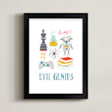 "Evil Genius" - Art Print in Metal Blue by Katie Zimpel - Framed