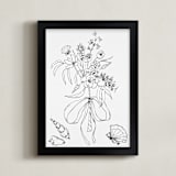 "Beach Bouquet" - Art Print in Ink Black by Nicole Simms - Framed