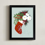"Floral holiday stocking" - Art Print in Mint by Rosana Laiz Blursbyai - Framed