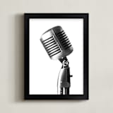 "Retro Microphone" - Art Print in Silver by Laura Hamm - Framed