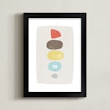 "Mid-Century Monogram" - Personalized Art Print in Stone by Stacey Meacham - Framed