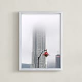"When the Fog Clears" - Art Print in Foggy Blue by Sadye Sagov - Framed