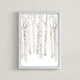 "Birch Woods in Winter" - Art Print in Ivory by Shannon Chen of Four Wet Feet Studio - Framed