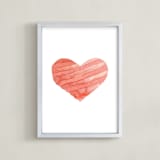 "heart stripes in watercolor" - Art Print in Rose by Belia Simm - Framed