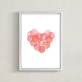 "bubble hearts in watercolor" - Art Print in Rose by Belia Simm - Framed