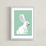 "Nursery Bunny II" - Art Print in Pale Pistachio Green by Luz Alliati - Framed