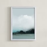 "Anchored Here I" - Art Print in Blue Grey by Shraddha Dharia - Framed