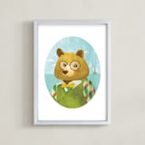 "Thaddeus J. Bear" - Art Print in Grass by Susie Allen - Framed