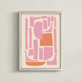 "Soulmates" - Art Print in Pink and Orange by Beth Vassalo - Framed
