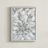 "Muted Lotus" - Art Print in Slate Blue by Corrina Reid - Framed