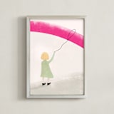 "Lasso the rainbow I" - Art Print in Rainbow pink by Maja Cunningham - Framed