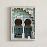 "Fonte Mourisca" - Art Print in Teal by Heather Deffense - Framed